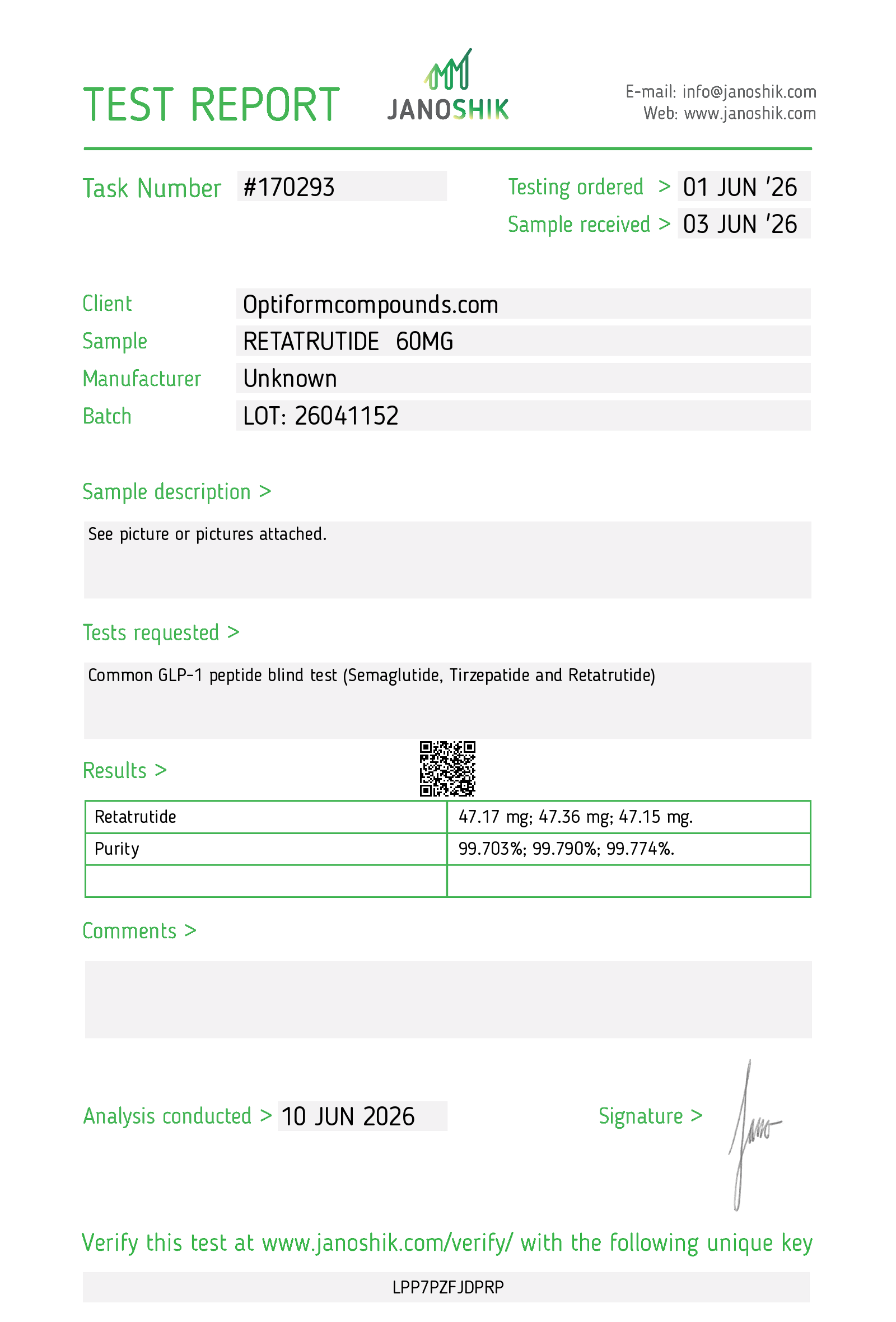 Certificate of Analysis 2